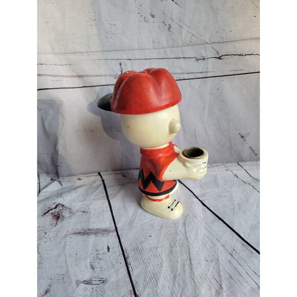 Charlie Brown Red Baseball Cap Hallmark Candle Holder Vintage Chalkware READ - Picture 6 of 7